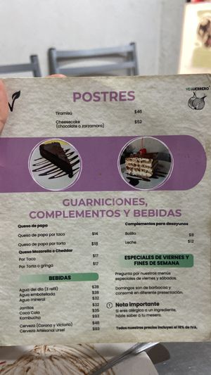 menu  at VEGuerrero in Mexico City