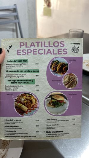 menu  at VEGuerrero in Mexico City