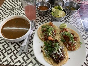 Consomé y tacos. Deliciosos.   at VEGuerrero in Mexico City