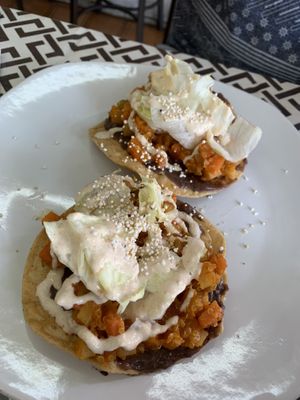 Tostadas de picadillo.  at VEGuerrero in Mexico City
