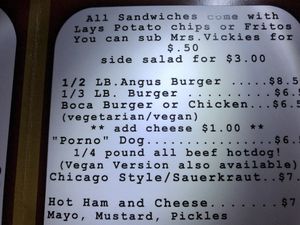 Vegan “porno dog” 😂 at Elbow Room in Pensacola