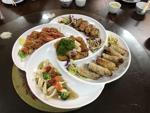 Cny- cold dish with assorted fried mock meats at Yisin - Indah in Johor Bahru