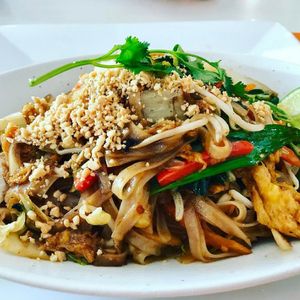 Tofu Pad Thai - Flat rice noodles with chilli, lemongrass, kaffir lime, & roasted peanuts. at Mr Soy Boy in Earlville