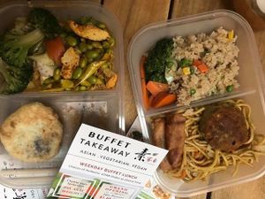 Example of the food available for take-away at Zi Jia House in Auckland