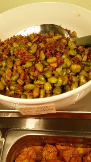 Beans with minced shi Takei mushrooms and vegetarian sambal.  at Zi Jia House in Auckland
