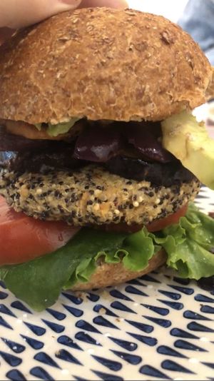 Quinoa burger  at El Veggie in Arequipa