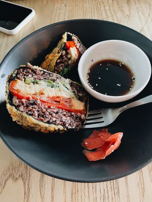 warm onigiraz at Mox in Moscow