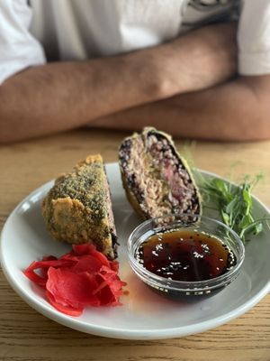 Onigirazu with vegan tuna  at Mox in Moscow