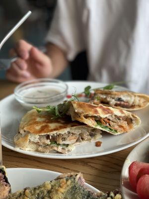 Quesadilla with kimchi   at Mox in Moscow