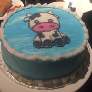 Cutest cow ever! This is the only cow anyone should be dining on! Thanks for the awesome vegan birthday cake, Black Cat Bakery! at Black Cat Bakery in Kingston