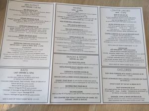 Menu Summer 2022 at The Old School Tea Room in Skipton