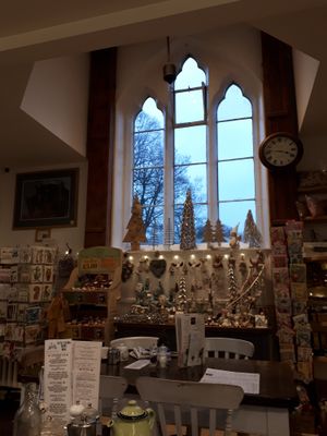 Christmassy interior at The Old School Tea Room in Skipton