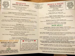 Updated Vegan Menu - January 2020 at The Old School Tea Room in Skipton