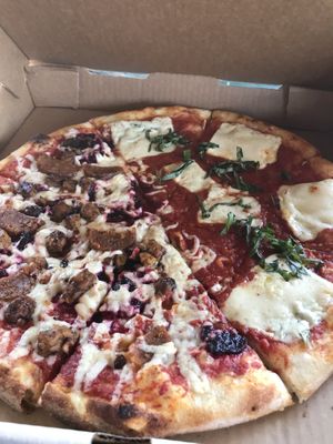 Half beeteroni with tempeh & half margherita at Li'l Nonna's in Austin