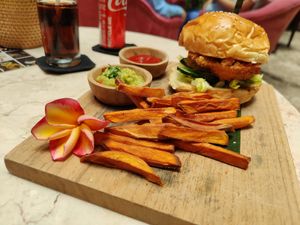 Portobello burger at Lazy Cats  in Ubud