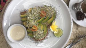 Avo toast with cashew cheese at Lazy Cats  in Ubud