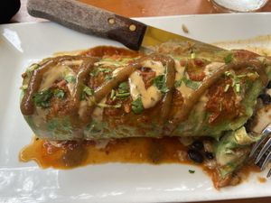 Green burrito with added tempeh !!!  at Casa Maya in St Augustine