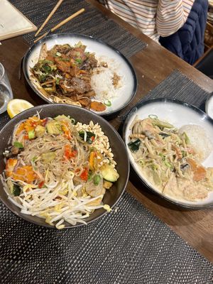 Pad Thai, satay and black bean. Very generous portions   at Thai Imperial in Latrobe