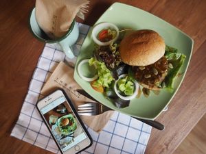 Pumpkin, sweet potato and feta burger  at Steps in Bangkok