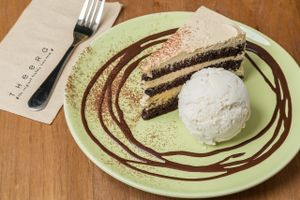 Vegan Peanut butter chocolate cake  at Steps in Bangkok