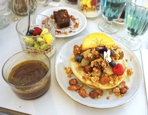 Brunch (Sweet Pancakes + Soup + Granola + Brownie) at L'Abattoir Vegetal - Guisarde in Paris