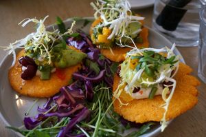 Sweet Potato & Corn Mini-tacos at L'Abattoir Vegetal - Guisarde in Paris
