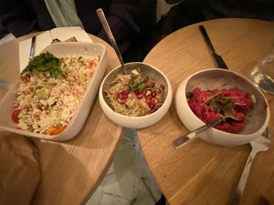 Cauliflower tabouleh / Babaganoush / Beetroot hummus at L'Abattoir Vegetal - Guisarde in Paris