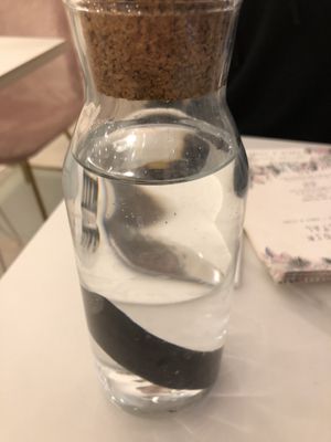 Tap water filtered with charcoal. at L'Abattoir Vegetal - Guisarde in Paris
