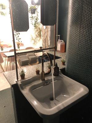 Beautiful sink to wash your hands without waiting in line for the bathroom. at L'Abattoir Vegetal - Guisarde in Paris