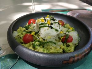 Vegan ricotta, guacamole and kimchi at BumpGreen in Madrid