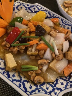 Tofu with cashew nuts - VERY Salty   at Spinach in Khao Lak