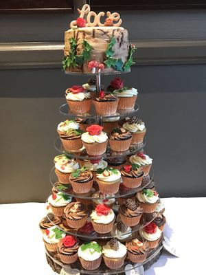 Nature inspired chocolate and vanilla cupcake tower with an English and Irish twist at Forgot the Eggs in Chorley