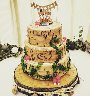 Woodland wedding cake, three tiers vanilla, coffee and walnut and banana! at Forgot the Eggs in Chorley