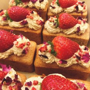 Nicely Cake- gluten free almond cake with cashew cream at Nicely Kitchen in Manchester