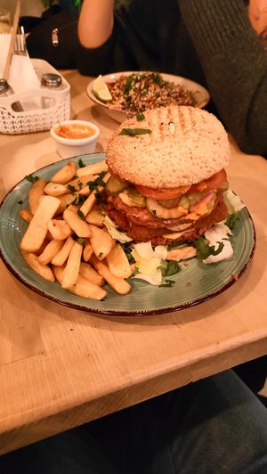 Huge "Drwal" burger at Warzywniak in Wroclaw