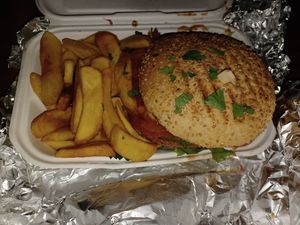 Portion so huge the box was barely closed at Warzywniak in Wroclaw