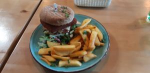 Fried cheese with tartare burger at Warzywniak in Wroclaw