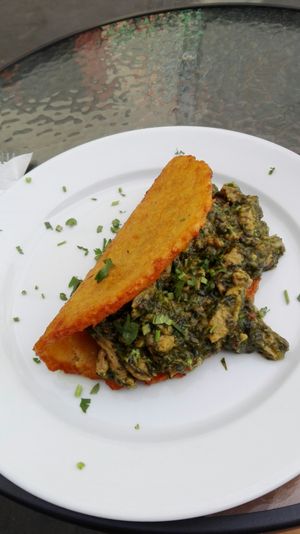 Potato-thing with filling at Warzywniak in Wroclaw