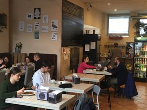 Seating area at Warzywniak in Wroclaw