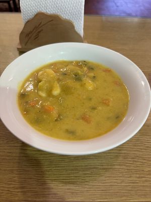 Corn soup   at Omphalos in Arequipa