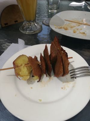 Anticucho de Seitan, excelente! at Omphalos in Arequipa
