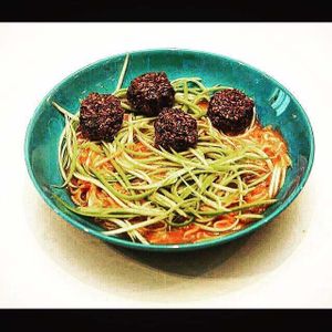 Raw spaghetti with frykadelki at Nata Raw in Szczecin