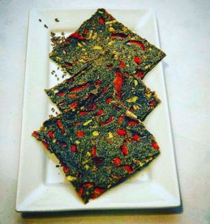 Raw bread with onion,  paprika,  seller 
 at Nata Raw in Szczecin