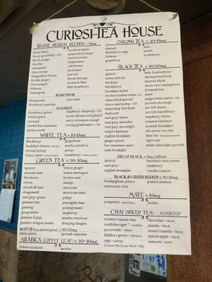 Tea list  at Curiosi-Tea House in Mankato