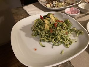 Zucchini Pasta with pesto and Avocado (raw) at Haiku in Palermo