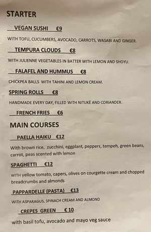 menu  at Haiku in Palermo