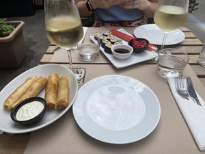 Spring roll and sushi starter  at Haiku in Palermo