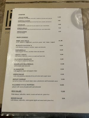 Menu  at Haiku in Palermo