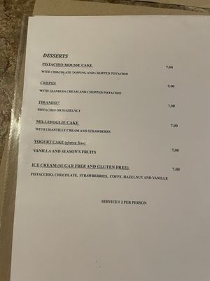 Menu  at Haiku in Palermo