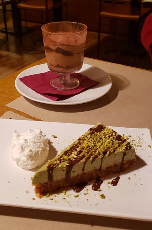Hazelnut tiramisu and pistachio mouse pie, both pretty good at Haiku in Palermo